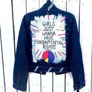 Wren+Glory handpainted denim jacket girls 10-12